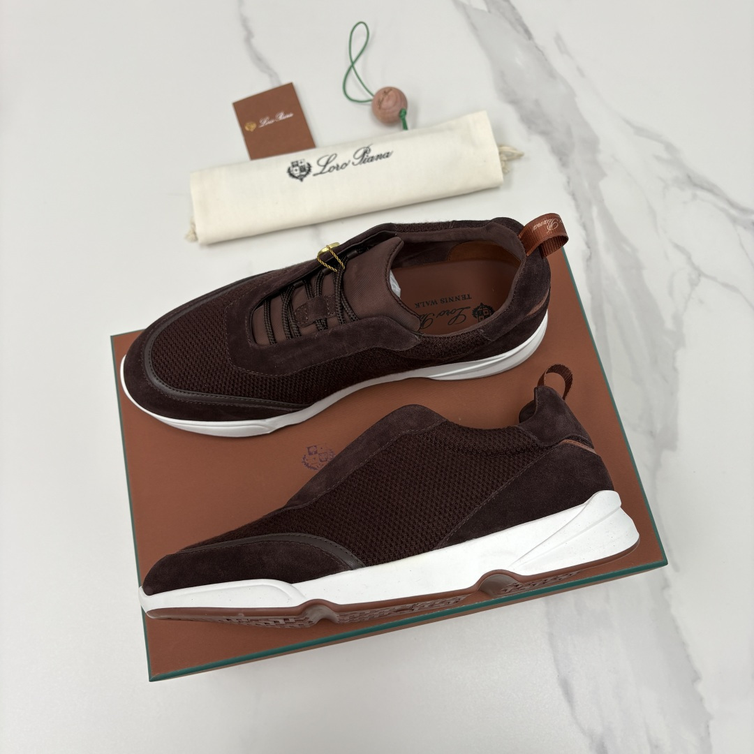 💋💍LP 家新品 Loro Pian* 诺悠*翩雅 Week End Walk 男士科技网布拼接反毛皮休