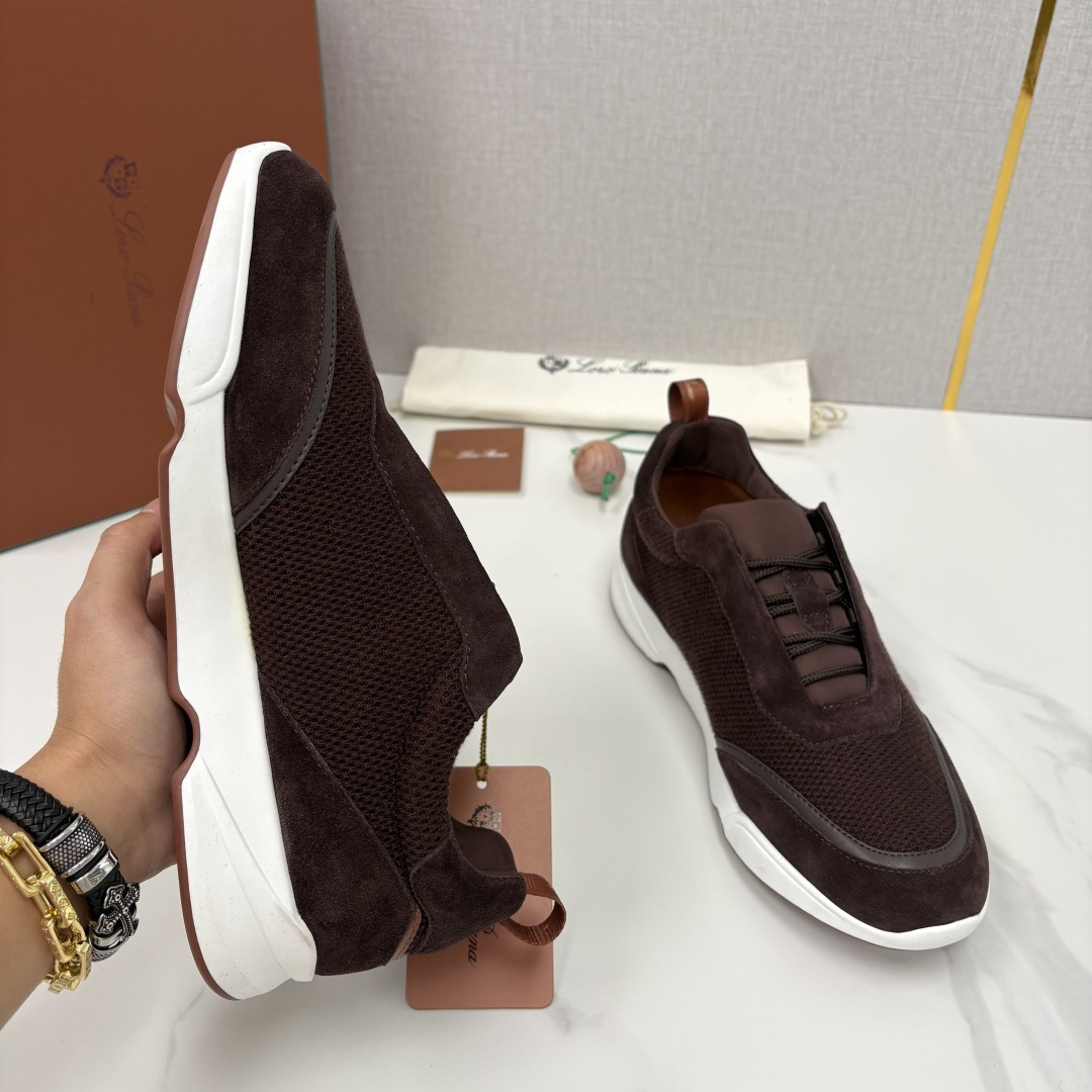 💋💍LP 家新品 Loro Pian* 诺悠*翩雅 Week End Walk 男士科技网布拼接反毛皮休