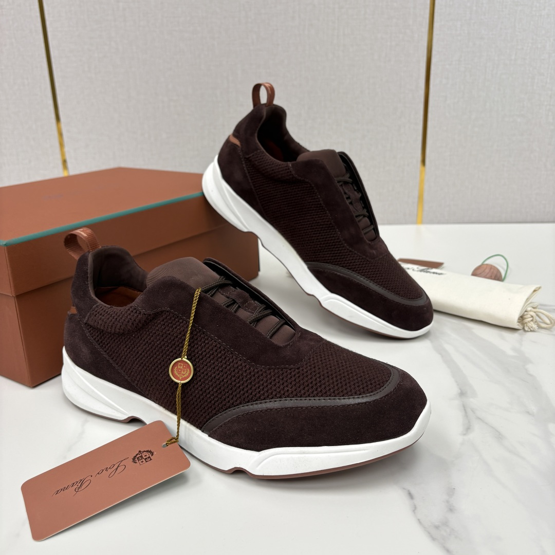 💋💍LP 家新品 Loro Pian* 诺悠*翩雅 Week End Walk 男士科技网布拼接反毛皮休