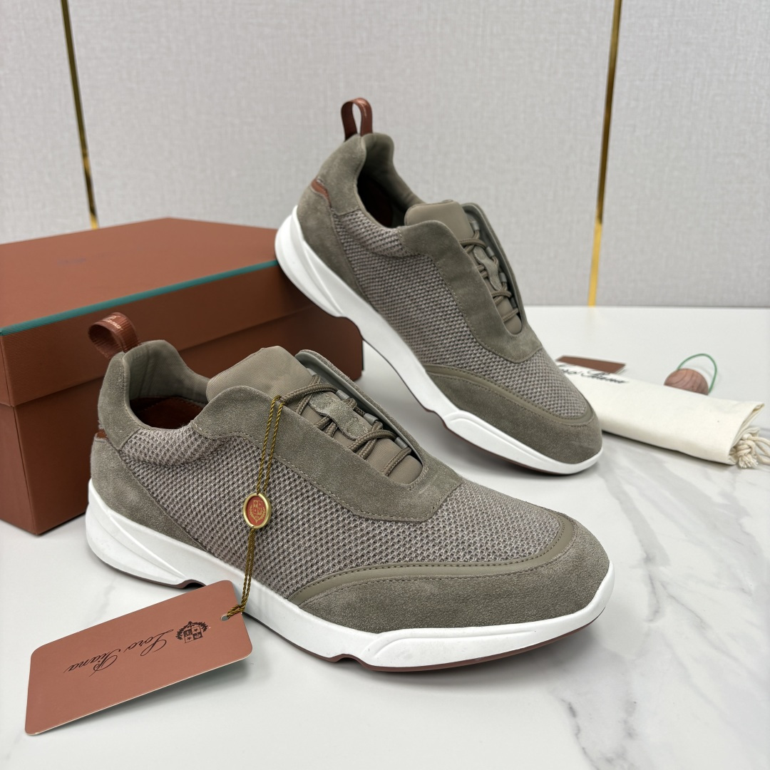 💋💍LP 家新品 Loro Pian* 诺悠*翩雅 Week End Walk 男士科技网布拼接反毛皮休