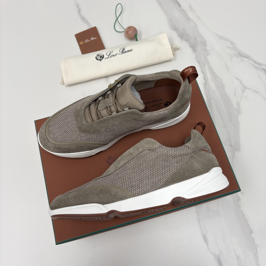 💋💍LP 家新品 Loro Pian* 诺悠*翩雅 Week End Walk 男士科技网布拼接反毛皮休