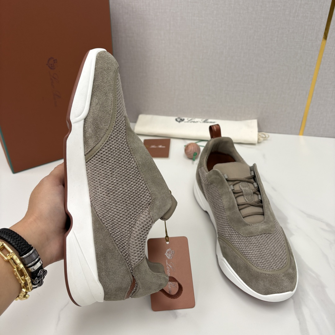 💋💍LP 家新品 Loro Pian* 诺悠*翩雅 Week End Walk 男士科技网布拼接反毛皮休