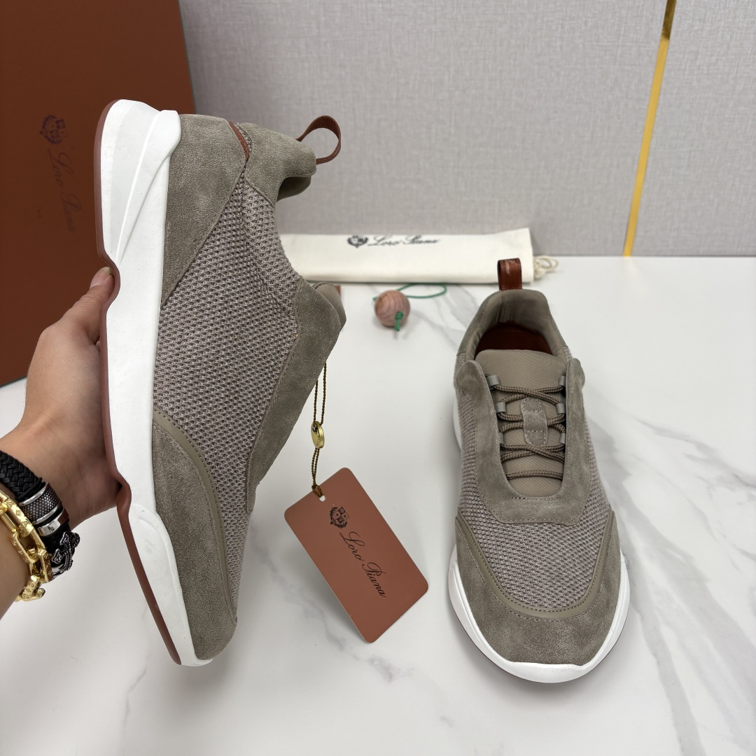 💋💍LP 家新品 Loro Pian* 诺悠*翩雅 Week End Walk 男士科技网布拼接反毛皮休