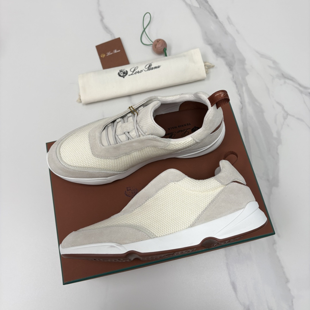 💋💍LP 家新品 Loro Pian* 诺悠*翩雅 Week End Walk 男士科技网布拼接反毛皮休