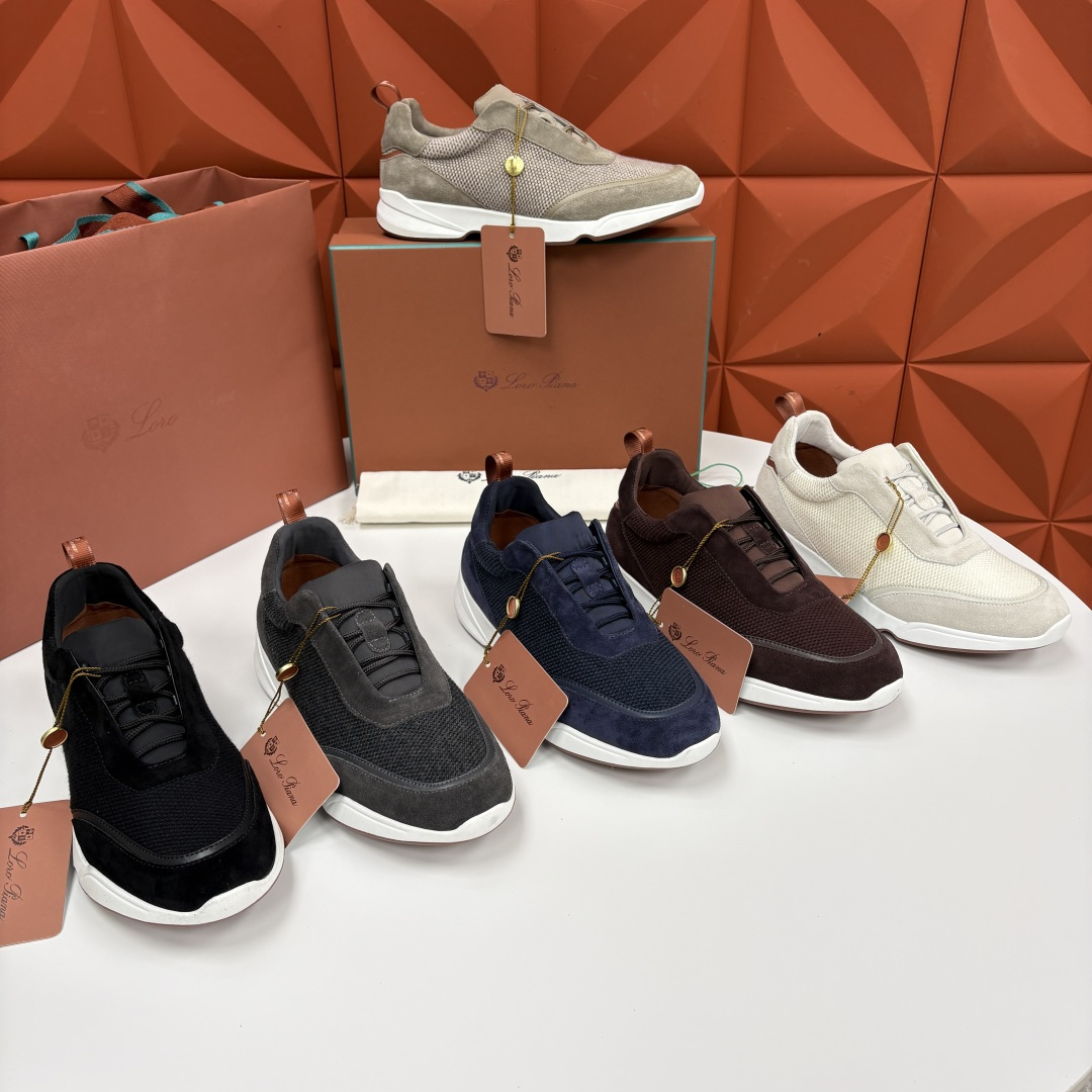 💋💍LP 家新品 Loro Pian* 诺悠*翩雅 Week End Walk 男士科技网布拼接反毛皮休