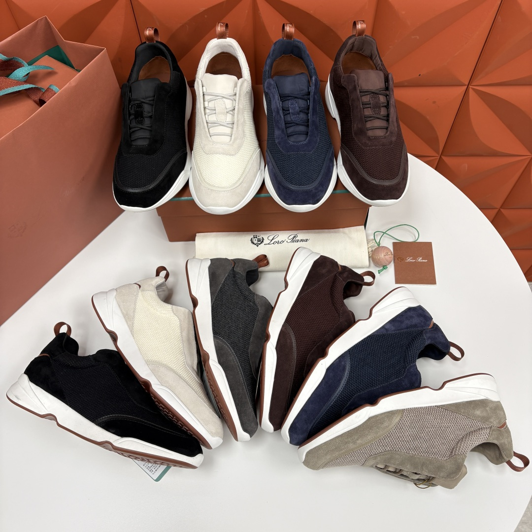 💋💍LP 家新品 Loro Pian* 诺悠*翩雅 Week End Walk 男士科技网布拼接反毛皮休