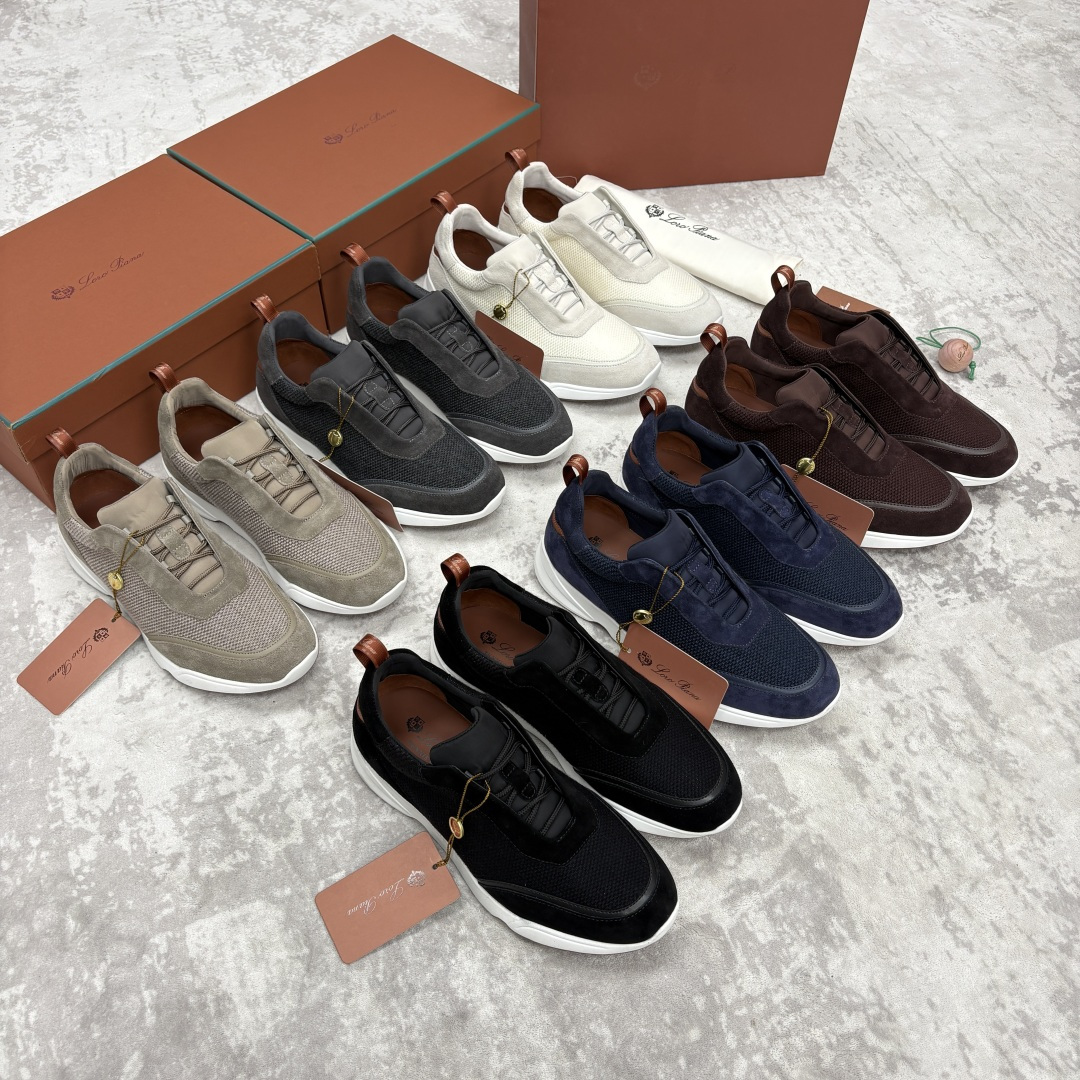 💋💍LP 家新品 Loro Pian* 诺悠*翩雅 Week End Walk 男士科技网布拼接反毛皮休