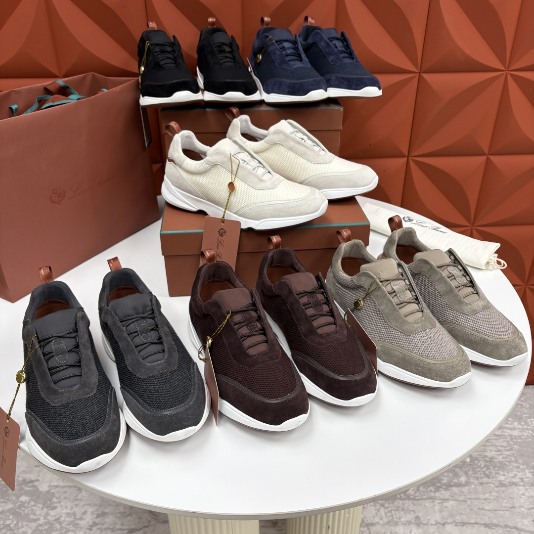 💋💍LP 家新品 Loro Pian* 诺悠*翩雅 Week End Walk 男士科技网布拼接反毛皮休