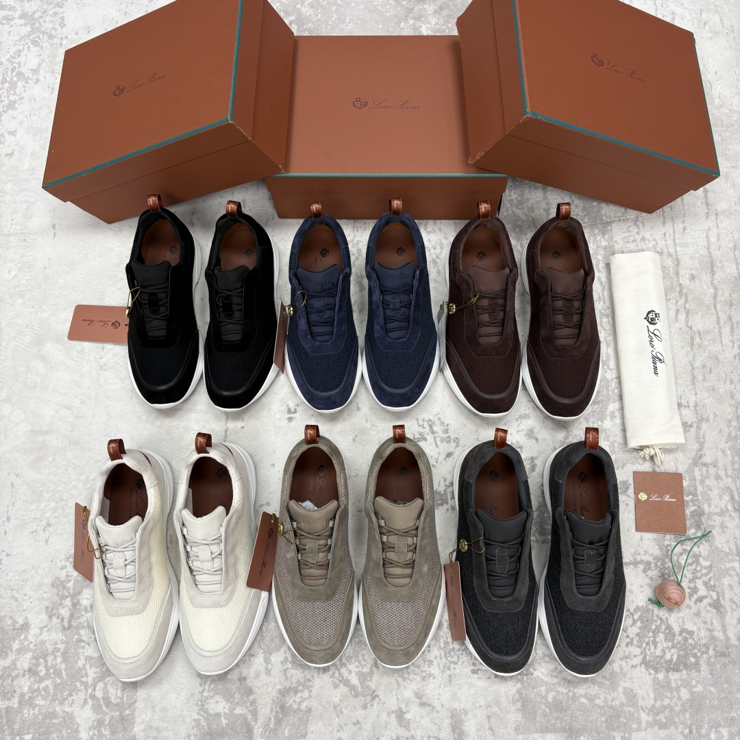 💋💍LP 家新品 Loro Pian* 诺悠*翩雅 Week End Walk 男士科技网布拼接反毛皮休