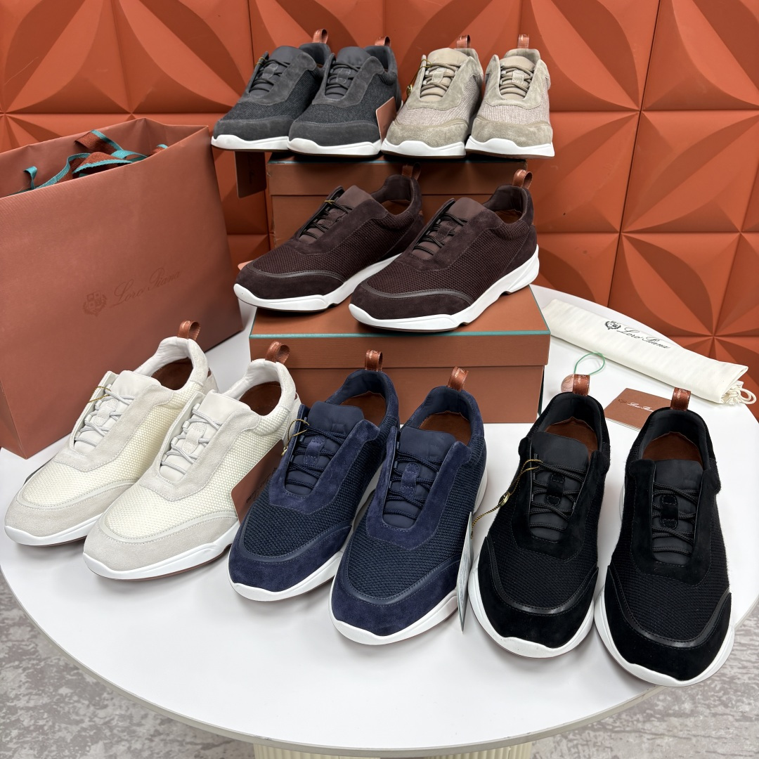 💋💍LP 家新品 Loro Pian* 诺悠*翩雅 Week End Walk 男士科技网布拼接反毛皮休