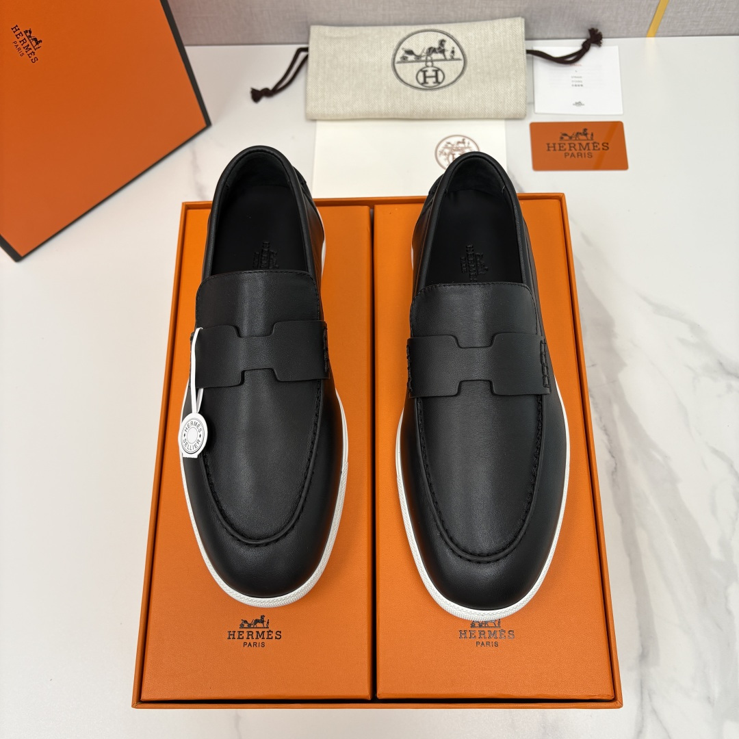 💋💍H家新品 Hermè* 爱马-仕 Job 牛皮乐福鞋 官方 9,300 甄选进口小牛皮/粒面牛皮/绒