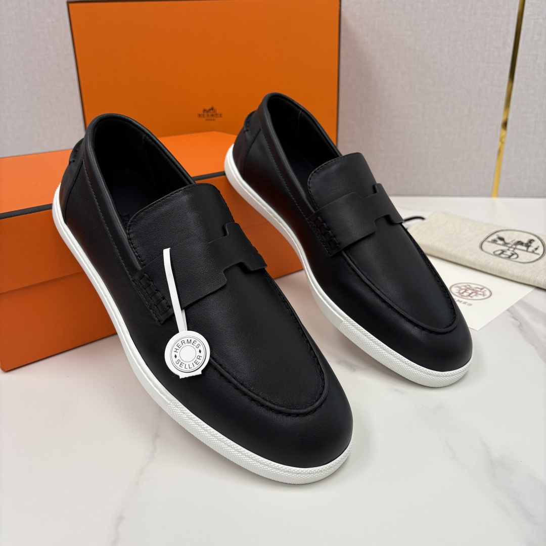 💋💍H家新品 Hermè* 爱马-仕 Job 牛皮乐福鞋 官方 9,300 甄选进口小牛皮/粒面牛皮/绒