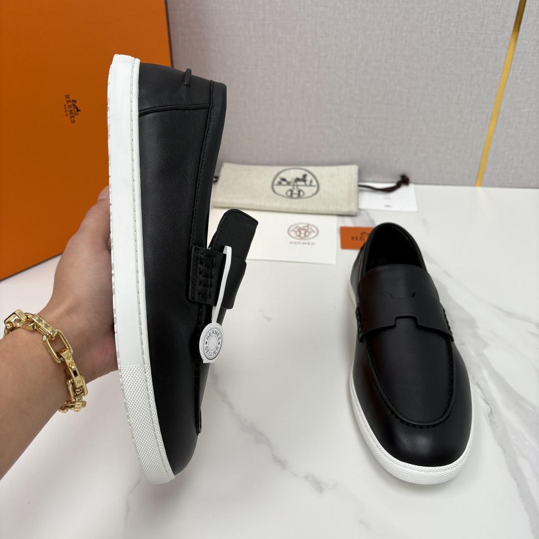 💋💍H家新品 Hermè* 爱马-仕 Job 牛皮乐福鞋 官方 9,300 甄选进口小牛皮/粒面牛皮/绒