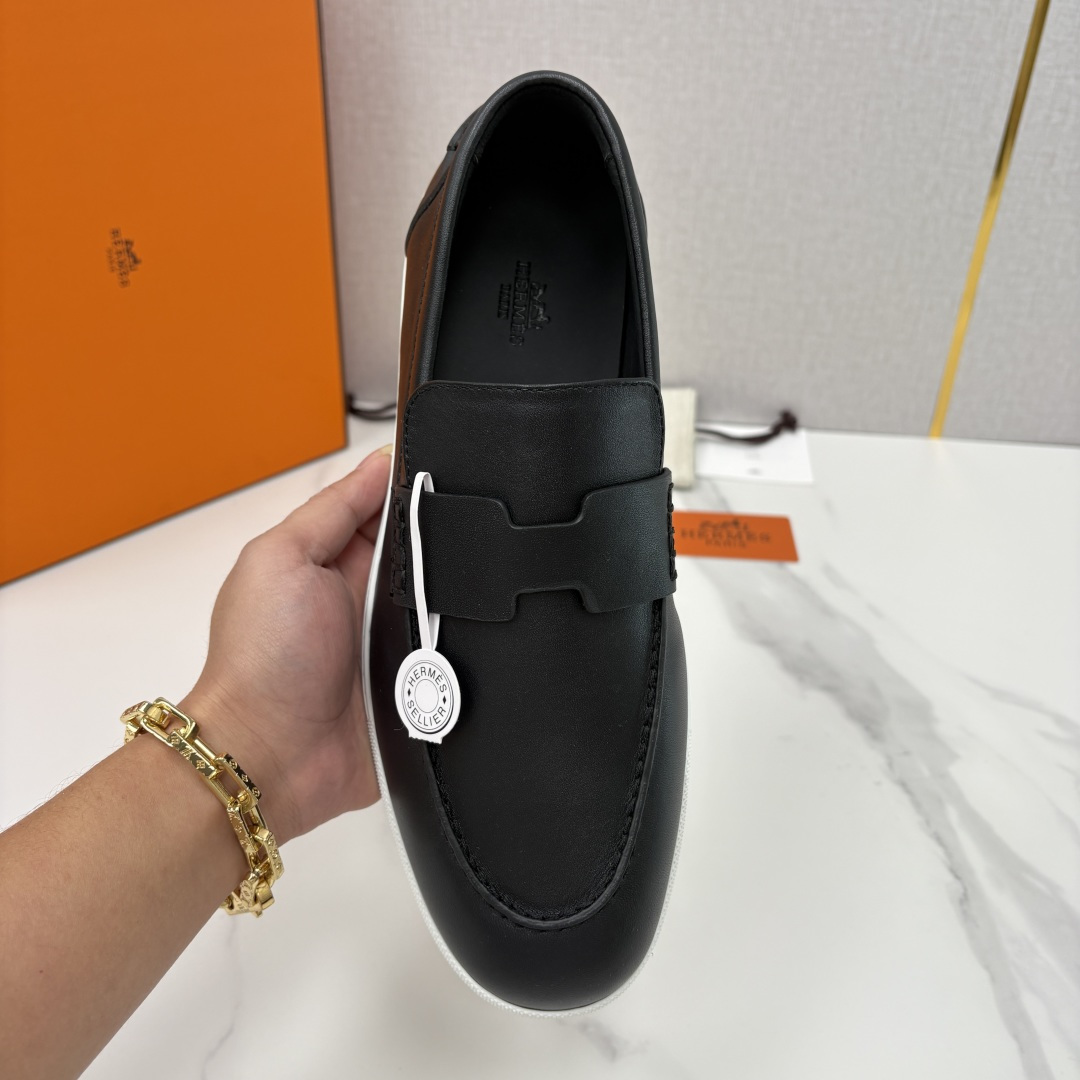 💋💍H家新品 Hermè* 爱马-仕 Job 牛皮乐福鞋 官方 9,300 甄选进口小牛皮/粒面牛皮/绒