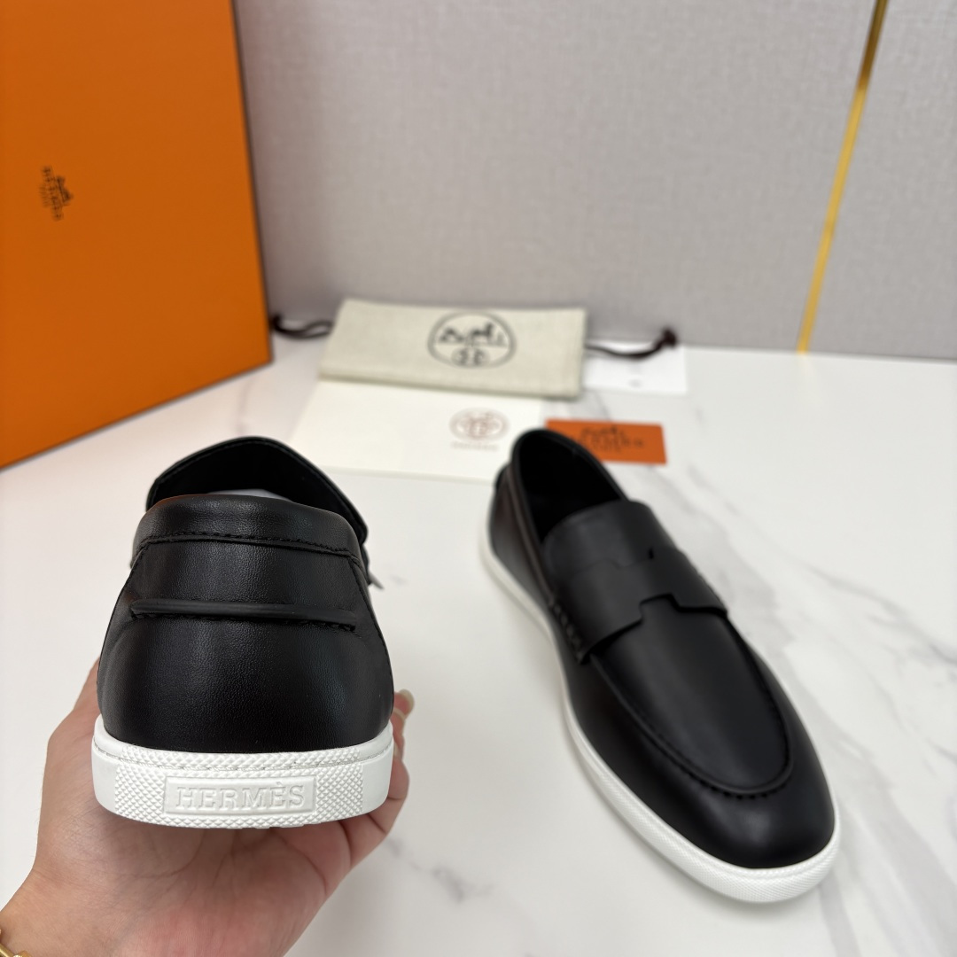 💋💍H家新品 Hermè* 爱马-仕 Job 牛皮乐福鞋 官方 9,300 甄选进口小牛皮/粒面牛皮/绒