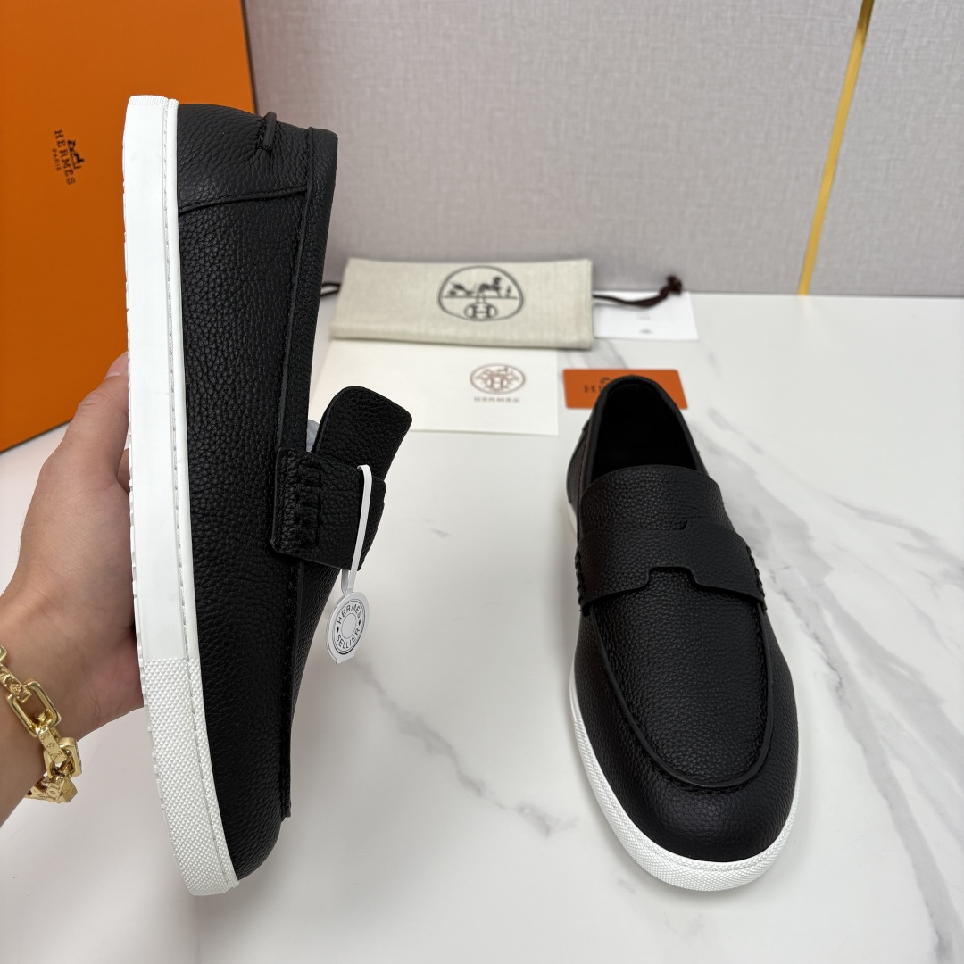 💋💍H家新品 Hermè* 爱马-仕 Job 牛皮乐福鞋 官方 9,300 甄选进口小牛皮/粒面牛皮/绒