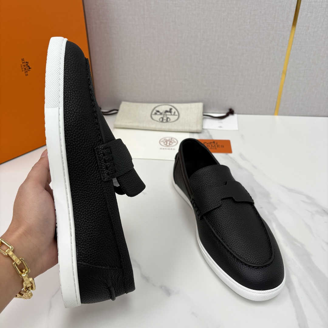 💋💍H家新品 Hermè* 爱马-仕 Job 牛皮乐福鞋 官方 9,300 甄选进口小牛皮/粒面牛皮/绒