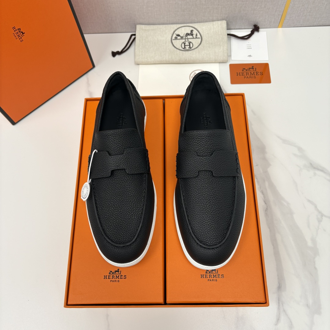 💋💍H家新品 Hermè* 爱马-仕 Job 牛皮乐福鞋 官方 9,300 甄选进口小牛皮/粒面牛皮/绒