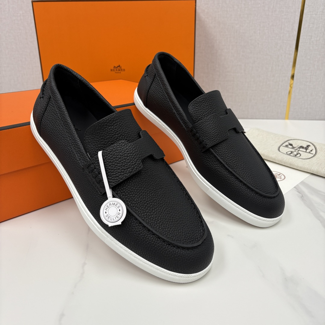 💋💍H家新品 Hermè* 爱马-仕 Job 牛皮乐福鞋 官方 9,300 甄选进口小牛皮/粒面牛皮/绒