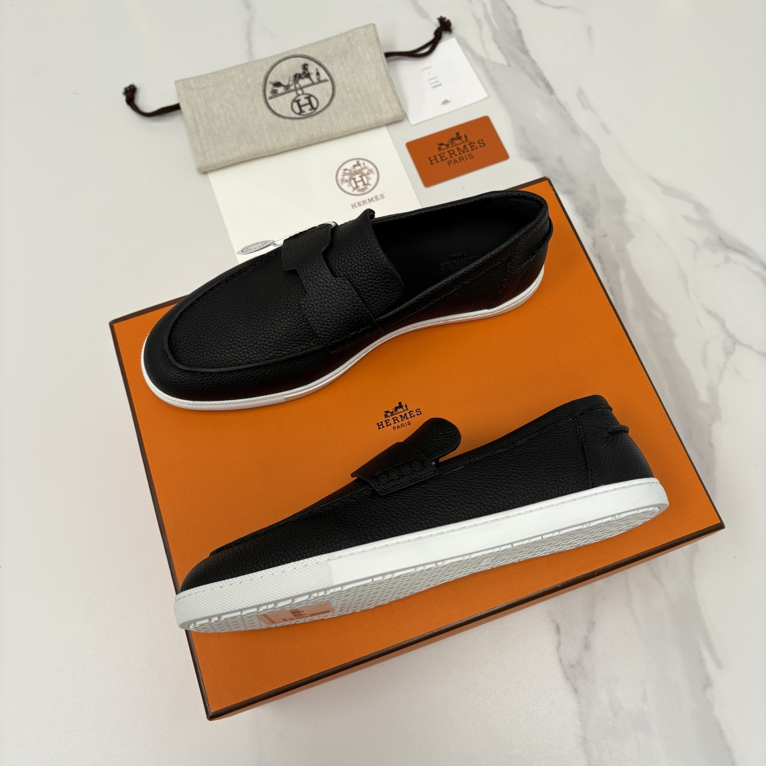 💋💍H家新品 Hermè* 爱马-仕 Job 牛皮乐福鞋 官方 9,300 甄选进口小牛皮/粒面牛皮/绒