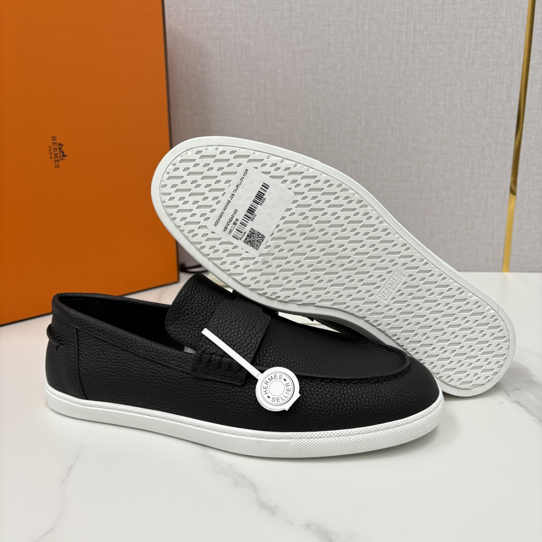 💋💍H家新品 Hermè* 爱马-仕 Job 牛皮乐福鞋 官方 9,300 甄选进口小牛皮/粒面牛皮/绒