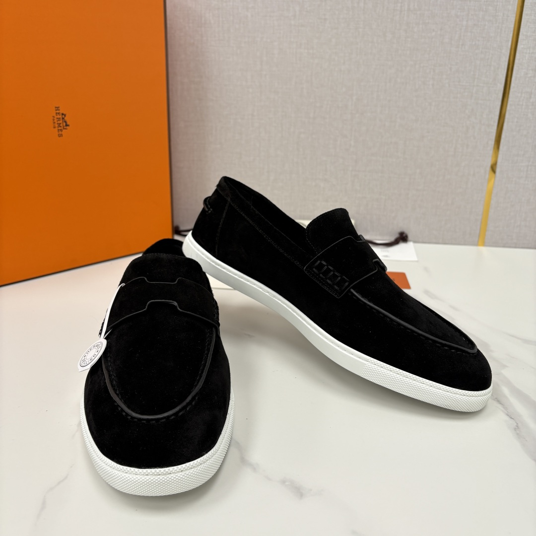 💋💍H家新品 Hermè* 爱马-仕 Job 牛皮乐福鞋 官方 9,300 甄选进口小牛皮/粒面牛皮/绒