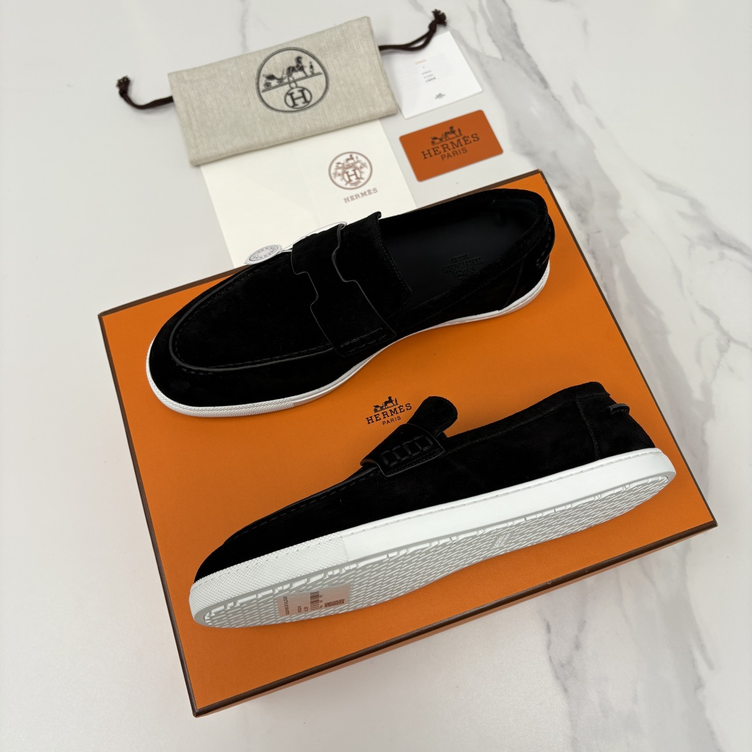 💋💍H家新品 Hermè* 爱马-仕 Job 牛皮乐福鞋 官方 9,300 甄选进口小牛皮/粒面牛皮/绒
