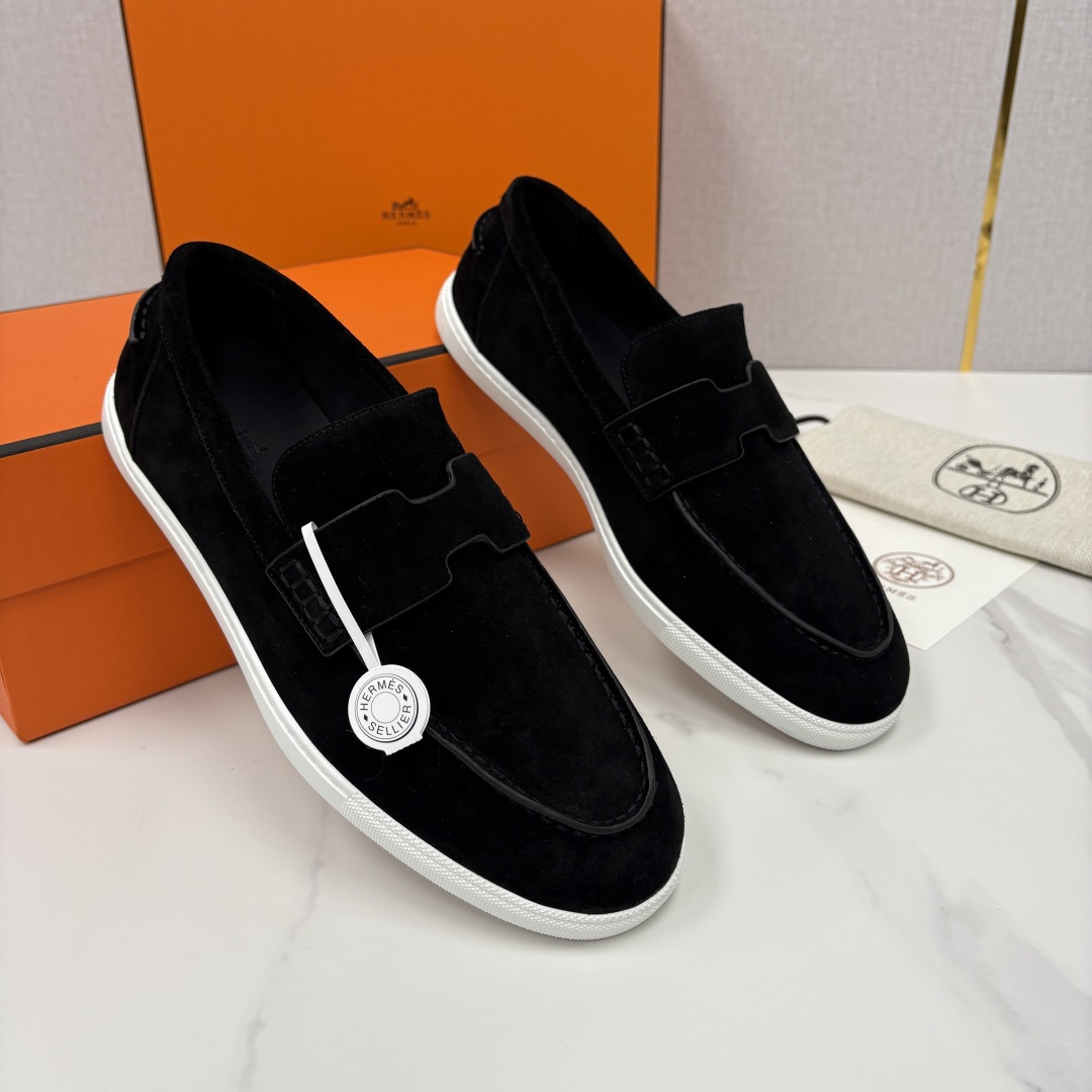 💋💍H家新品 Hermè* 爱马-仕 Job 牛皮乐福鞋 官方 9,300 甄选进口小牛皮/粒面牛皮/绒