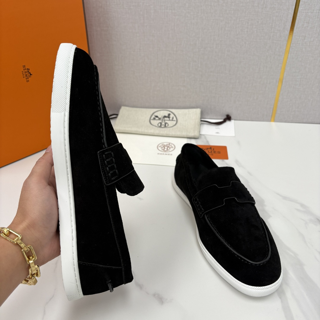 💋💍H家新品 Hermè* 爱马-仕 Job 牛皮乐福鞋 官方 9,300 甄选进口小牛皮/粒面牛皮/绒