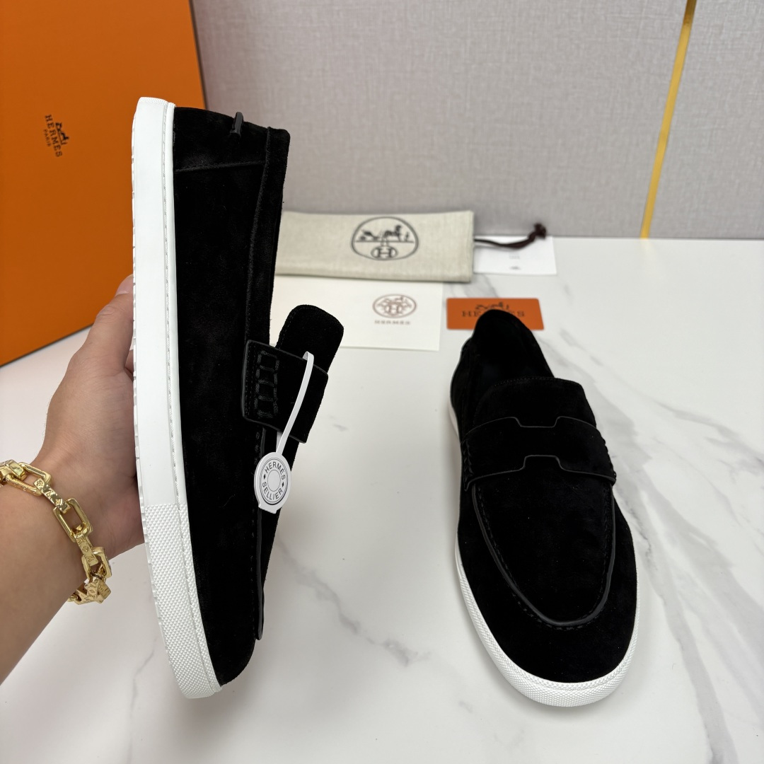 💋💍H家新品 Hermè* 爱马-仕 Job 牛皮乐福鞋 官方 9,300 甄选进口小牛皮/粒面牛皮/绒