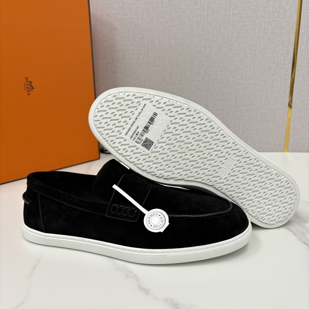 💋💍H家新品 Hermè* 爱马-仕 Job 牛皮乐福鞋 官方 9,300 甄选进口小牛皮/粒面牛皮/绒