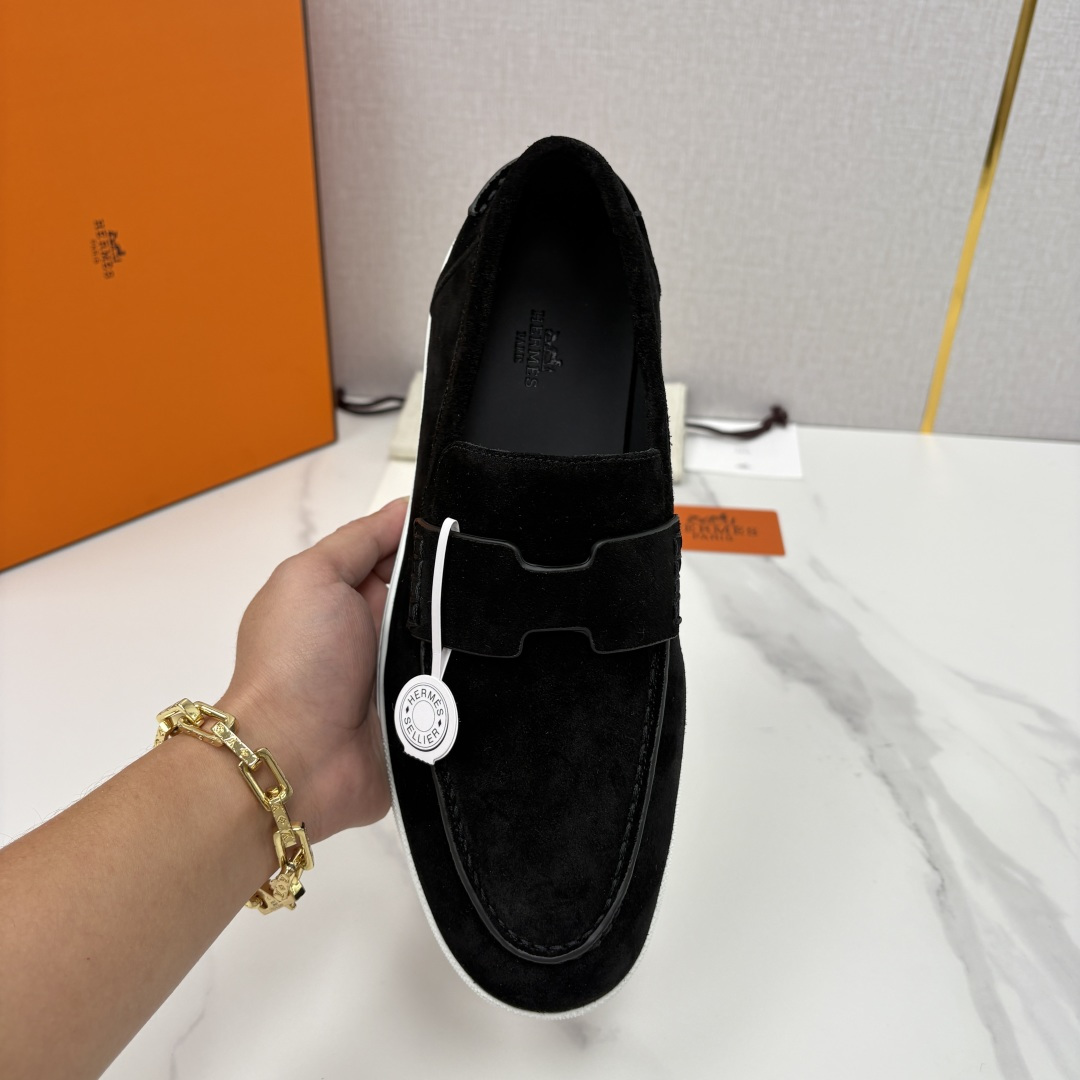 💋💍H家新品 Hermè* 爱马-仕 Job 牛皮乐福鞋 官方 9,300 甄选进口小牛皮/粒面牛皮/绒