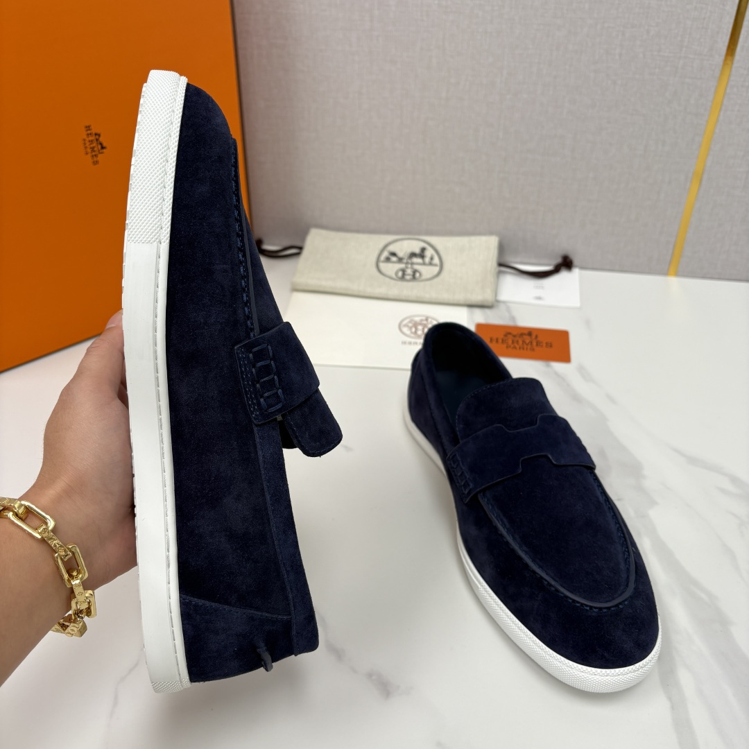 💋💍H家新品 Hermè* 爱马-仕 Job 牛皮乐福鞋 官方 9,300 甄选进口小牛皮/粒面牛皮/绒