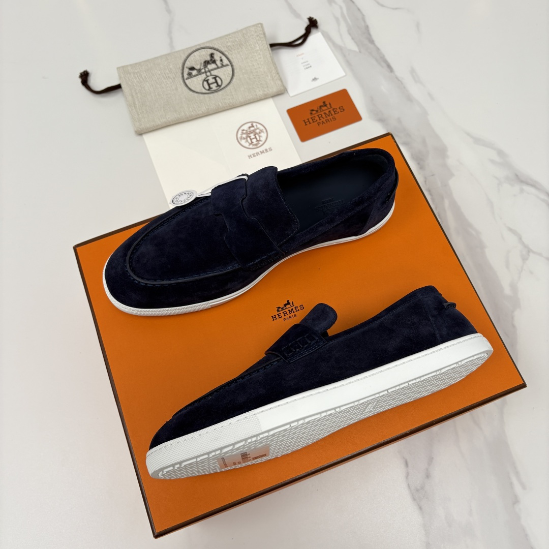 💋💍H家新品 Hermè* 爱马-仕 Job 牛皮乐福鞋 官方 9,300 甄选进口小牛皮/粒面牛皮/绒