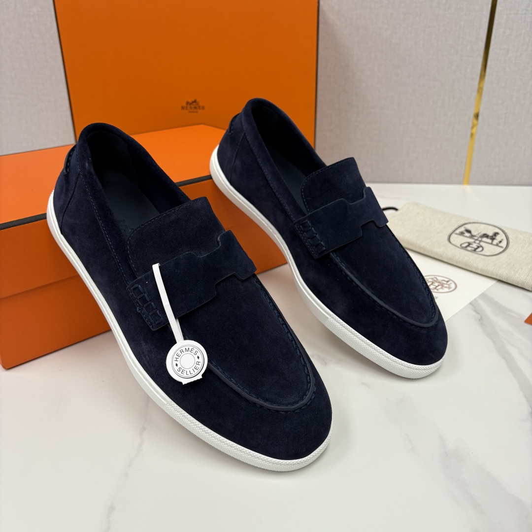 💋💍H家新品 Hermè* 爱马-仕 Job 牛皮乐福鞋 官方 9,300 甄选进口小牛皮/粒面牛皮/绒