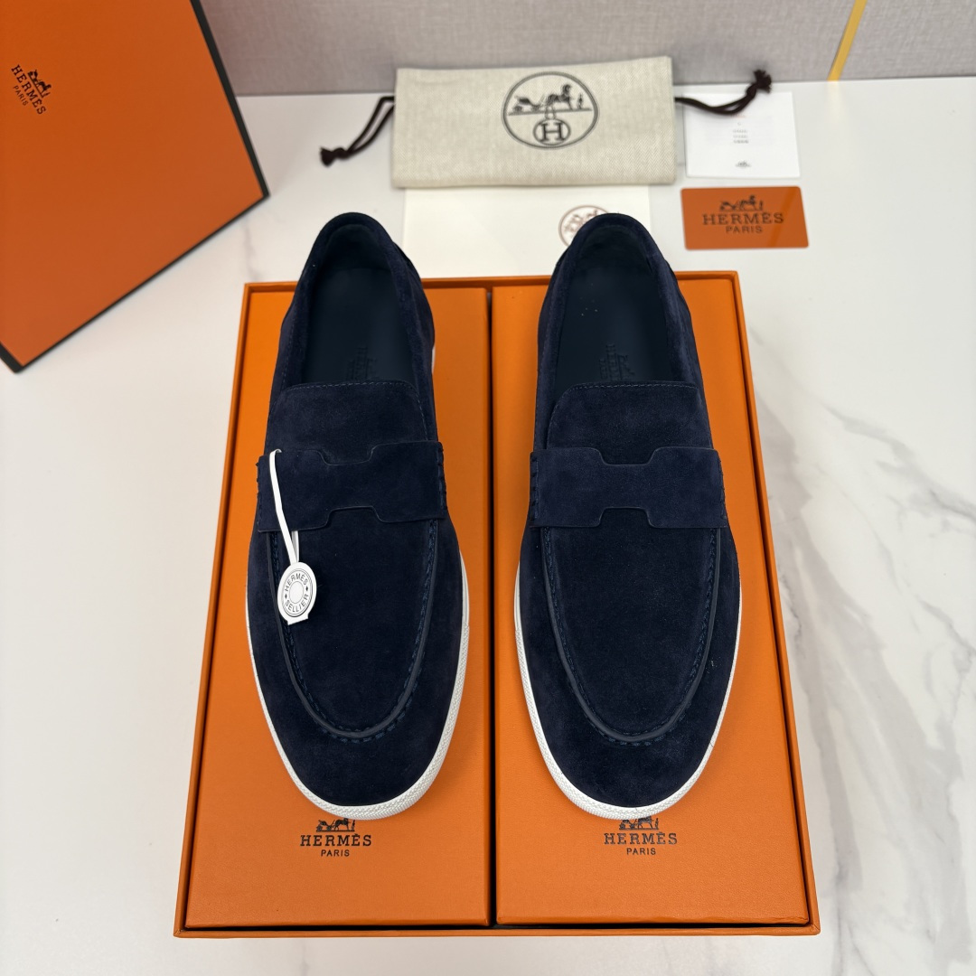 💋💍H家新品 Hermè* 爱马-仕 Job 牛皮乐福鞋 官方 9,300 甄选进口小牛皮/粒面牛皮/绒
