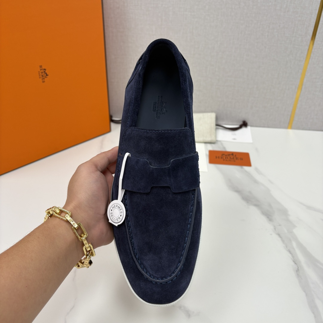 💋💍H家新品 Hermè* 爱马-仕 Job 牛皮乐福鞋 官方 9,300 甄选进口小牛皮/粒面牛皮/绒