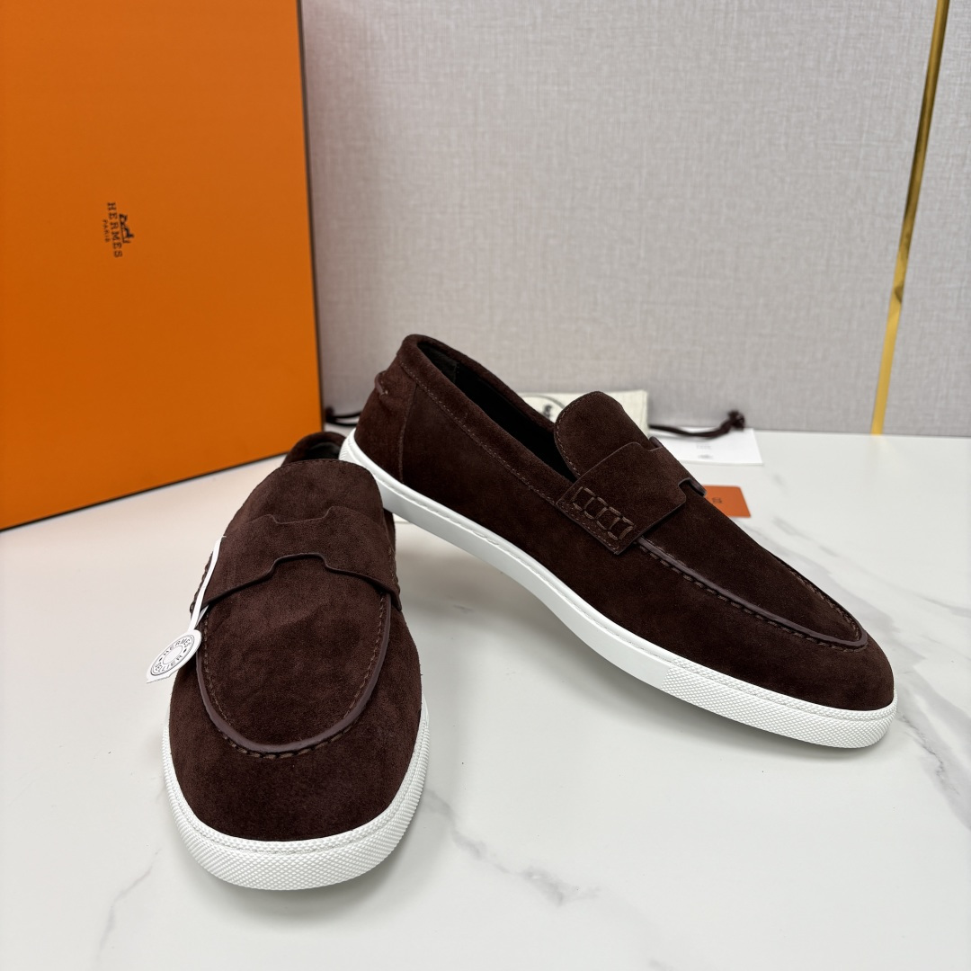 💋💍H家新品 Hermè* 爱马-仕 Job 牛皮乐福鞋 官方 9,300 甄选进口小牛皮/粒面牛皮/绒