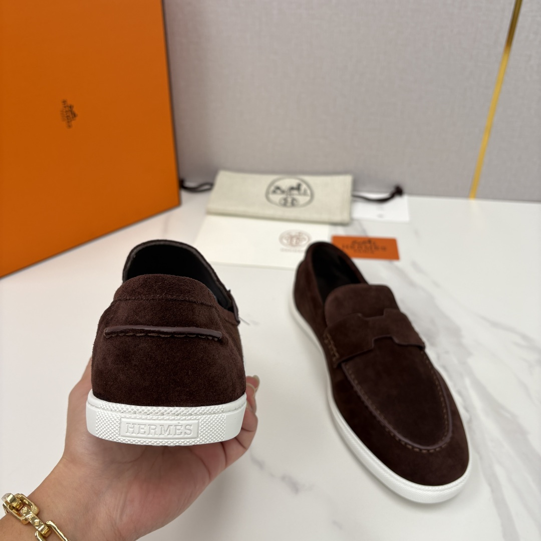 💋💍H家新品 Hermè* 爱马-仕 Job 牛皮乐福鞋 官方 9,300 甄选进口小牛皮/粒面牛皮/绒