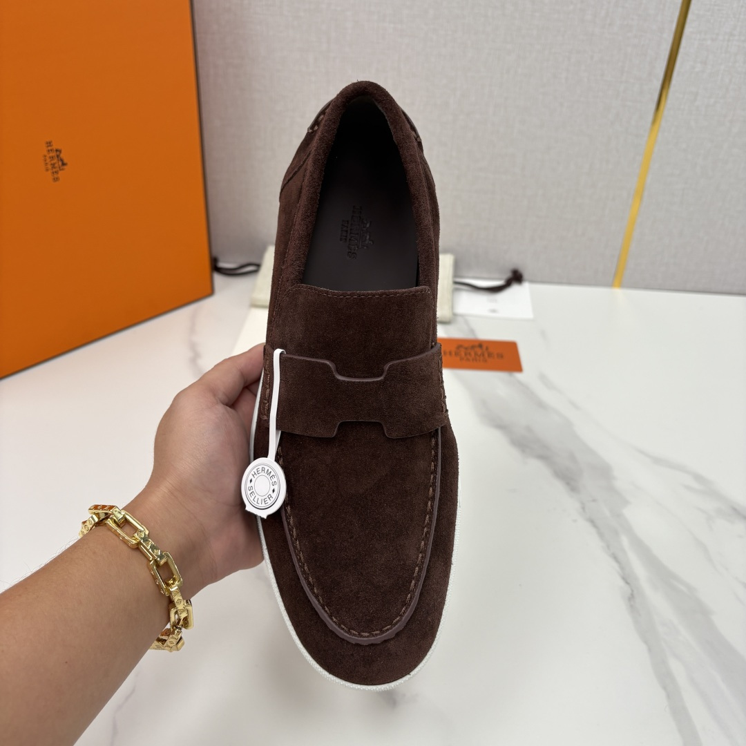 💋💍H家新品 Hermè* 爱马-仕 Job 牛皮乐福鞋 官方 9,300 甄选进口小牛皮/粒面牛皮/绒