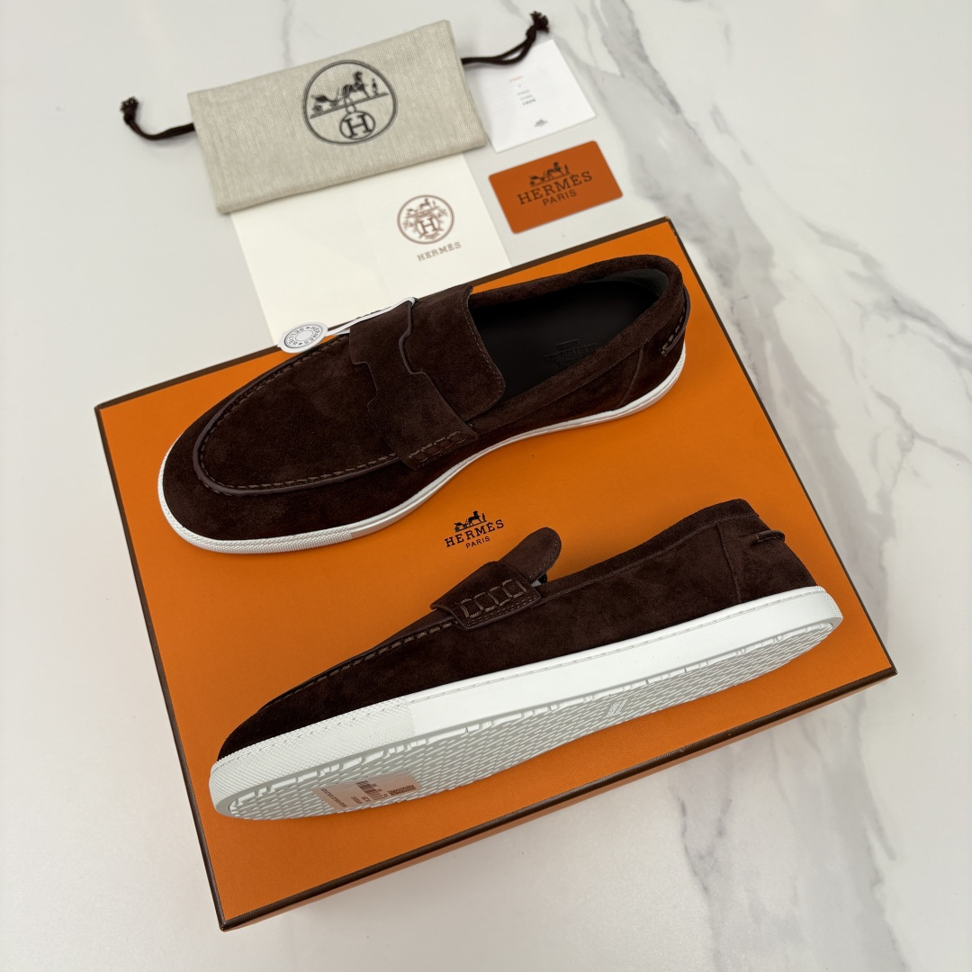 💋💍H家新品 Hermè* 爱马-仕 Job 牛皮乐福鞋 官方 9,300 甄选进口小牛皮/粒面牛皮/绒