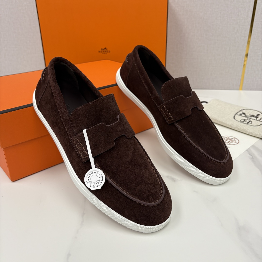💋💍H家新品 Hermè* 爱马-仕 Job 牛皮乐福鞋 官方 9,300 甄选进口小牛皮/粒面牛皮/绒