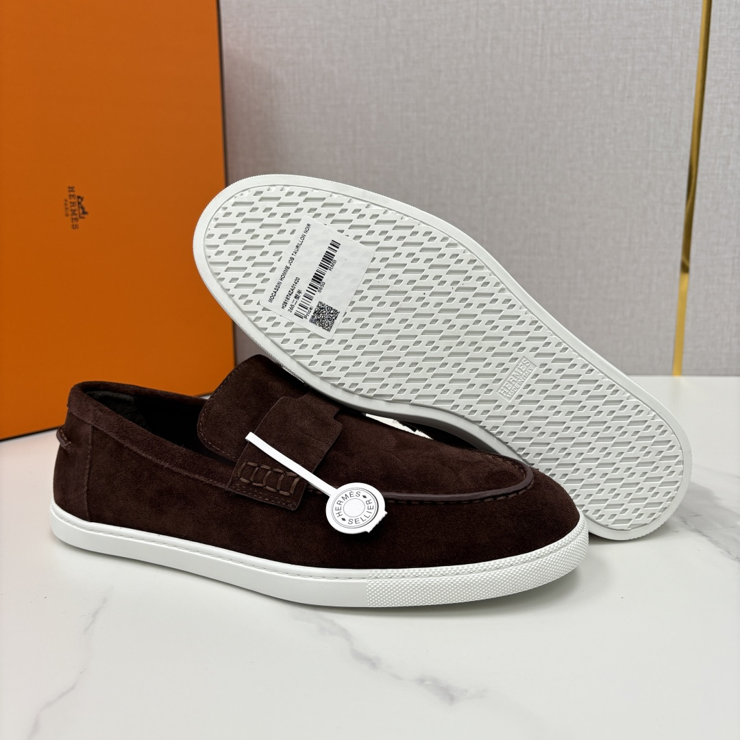 💋💍H家新品 Hermè* 爱马-仕 Job 牛皮乐福鞋 官方 9,300 甄选进口小牛皮/粒面牛皮/绒