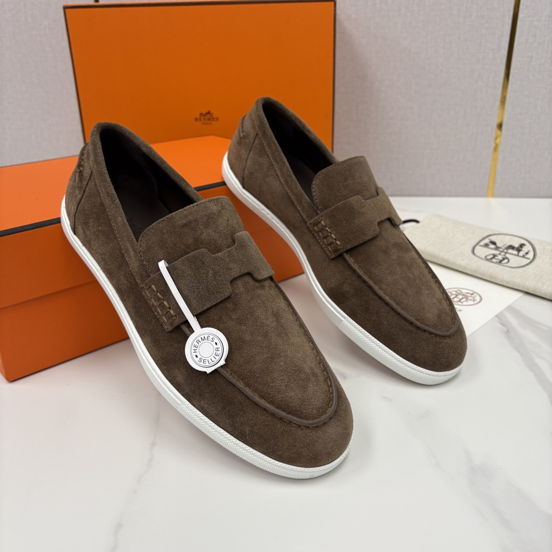 💋💍H家新品 Hermè* 爱马-仕 Job 牛皮乐福鞋 官方 9,300 甄选进口小牛皮/粒面牛皮/绒