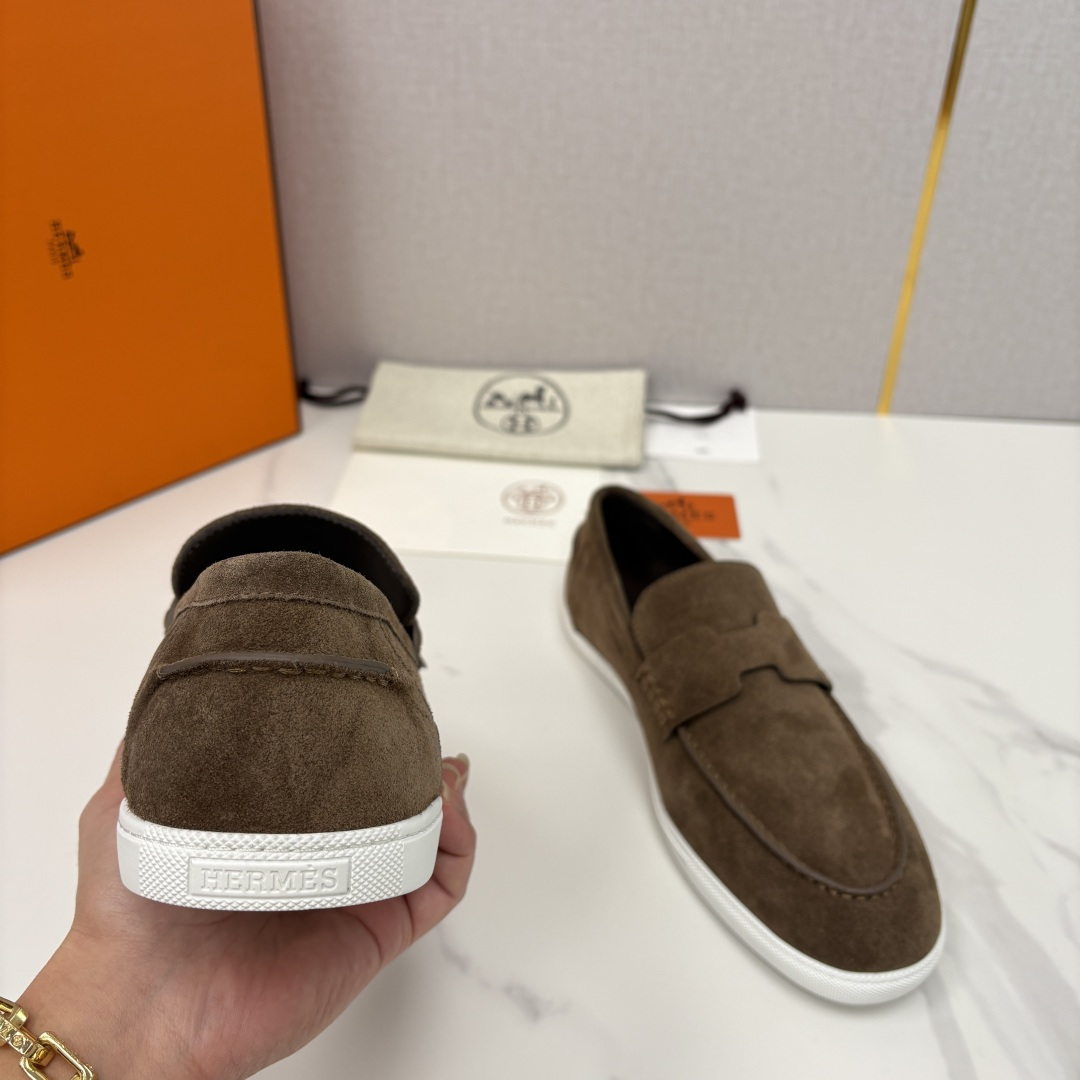 💋💍H家新品 Hermè* 爱马-仕 Job 牛皮乐福鞋 官方 9,300 甄选进口小牛皮/粒面牛皮/绒