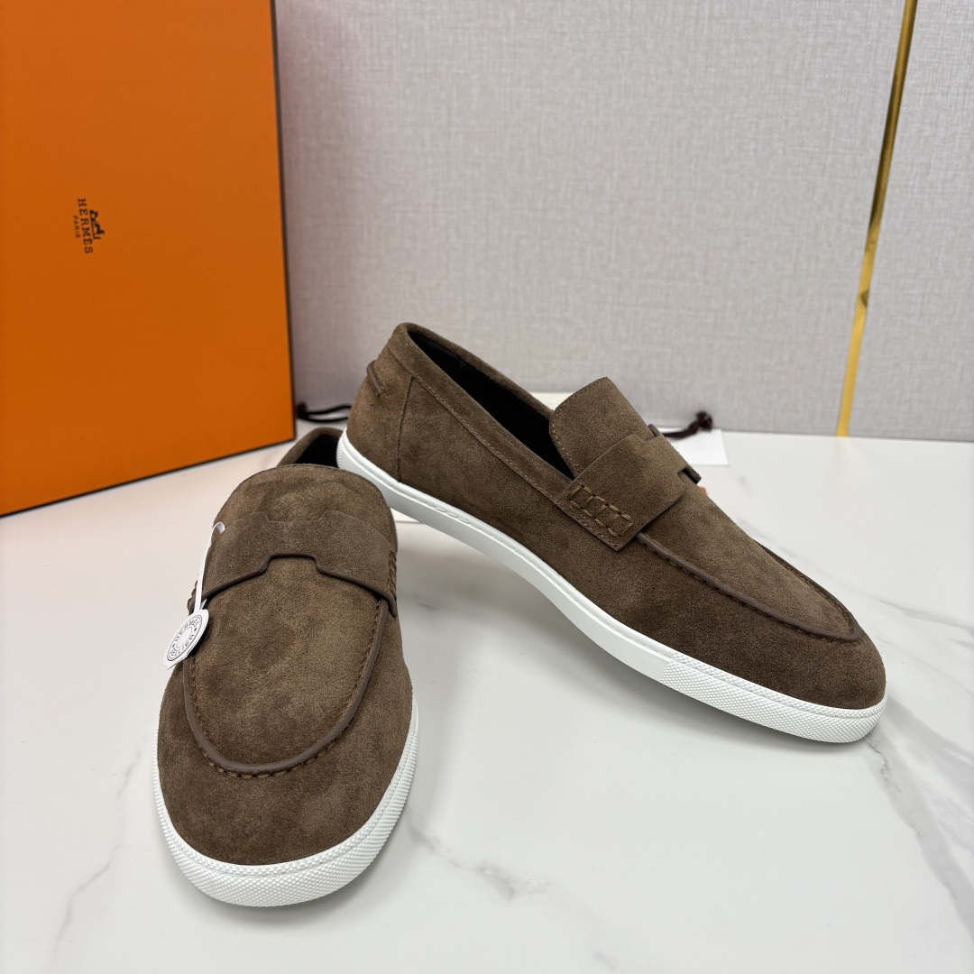 💋💍H家新品 Hermè* 爱马-仕 Job 牛皮乐福鞋 官方 9,300 甄选进口小牛皮/粒面牛皮/绒