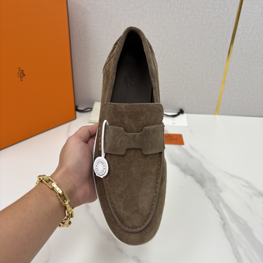 💋💍H家新品 Hermè* 爱马-仕 Job 牛皮乐福鞋 官方 9,300 甄选进口小牛皮/粒面牛皮/绒