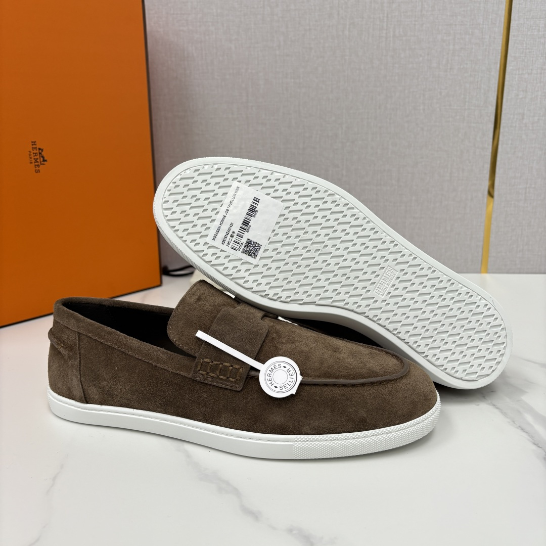 💋💍H家新品 Hermè* 爱马-仕 Job 牛皮乐福鞋 官方 9,300 甄选进口小牛皮/粒面牛皮/绒