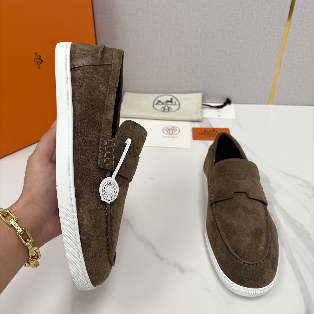 💋💍H家新品 Hermè* 爱马-仕 Job 牛皮乐福鞋 官方 9,300 甄选进口小牛皮/粒面牛皮/绒