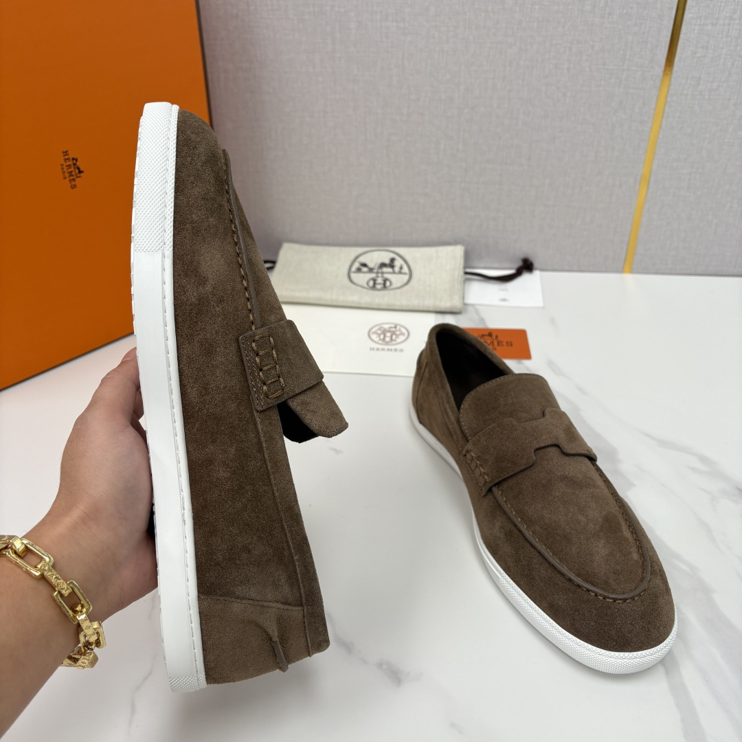 💋💍H家新品 Hermè* 爱马-仕 Job 牛皮乐福鞋 官方 9,300 甄选进口小牛皮/粒面牛皮/绒